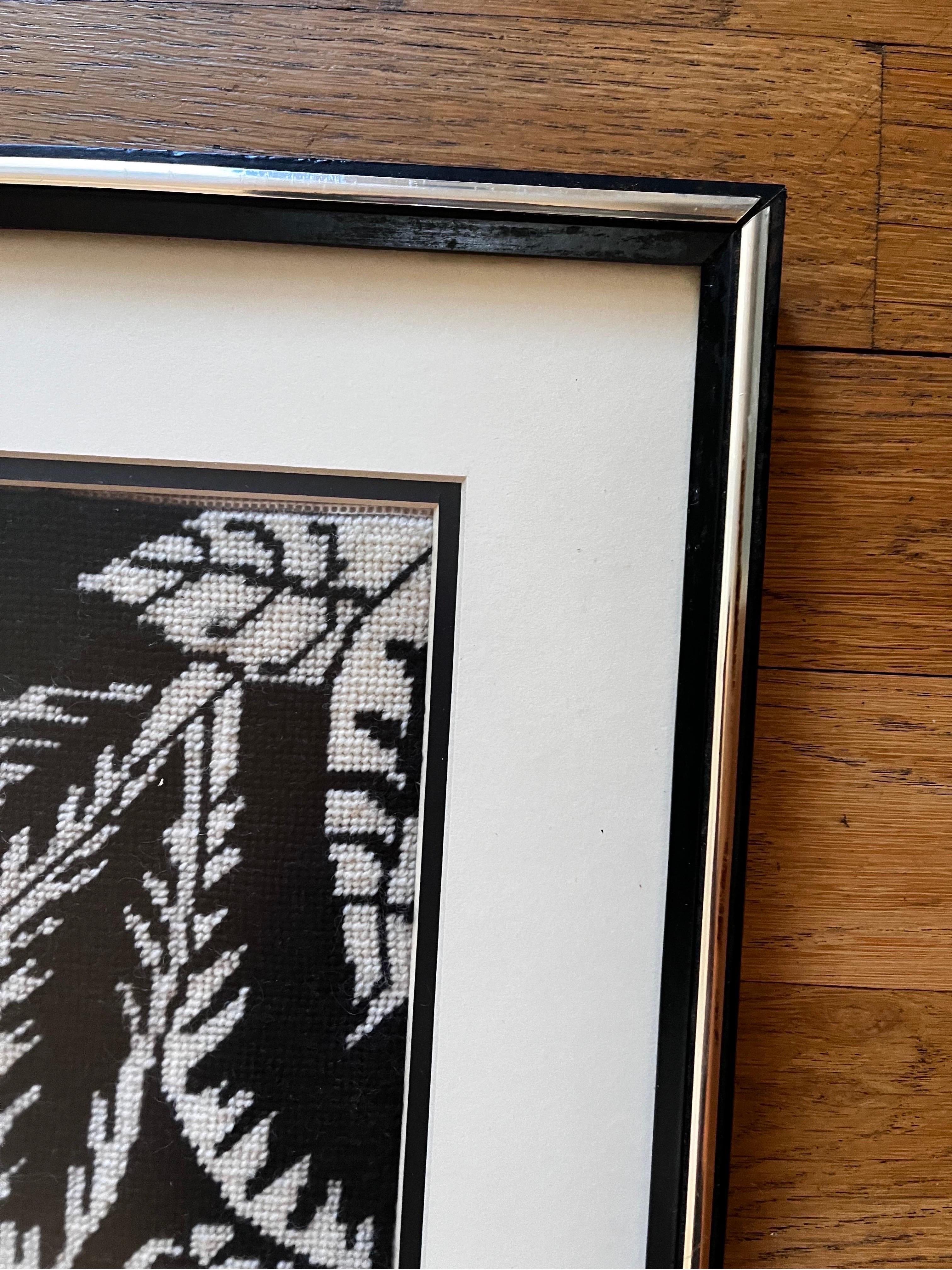 Black and White Portrait in Needlepoint For Sale 1