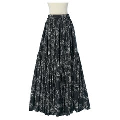 Gonna con volant in cotone stampato in bianco e nero CHRISTIAN DIOR