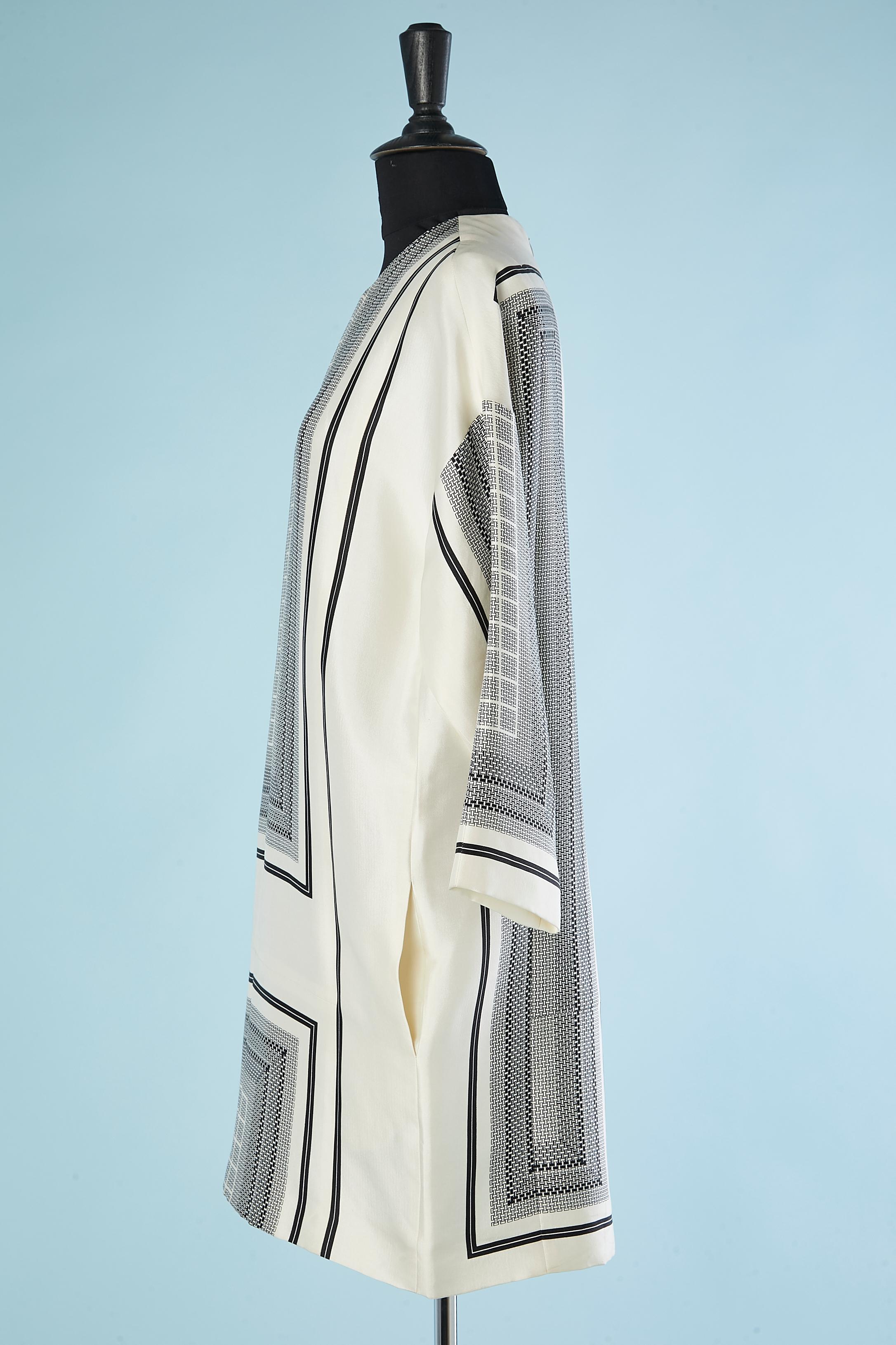 Women's Black and white printed silk dress Celine par Phoebe Philo