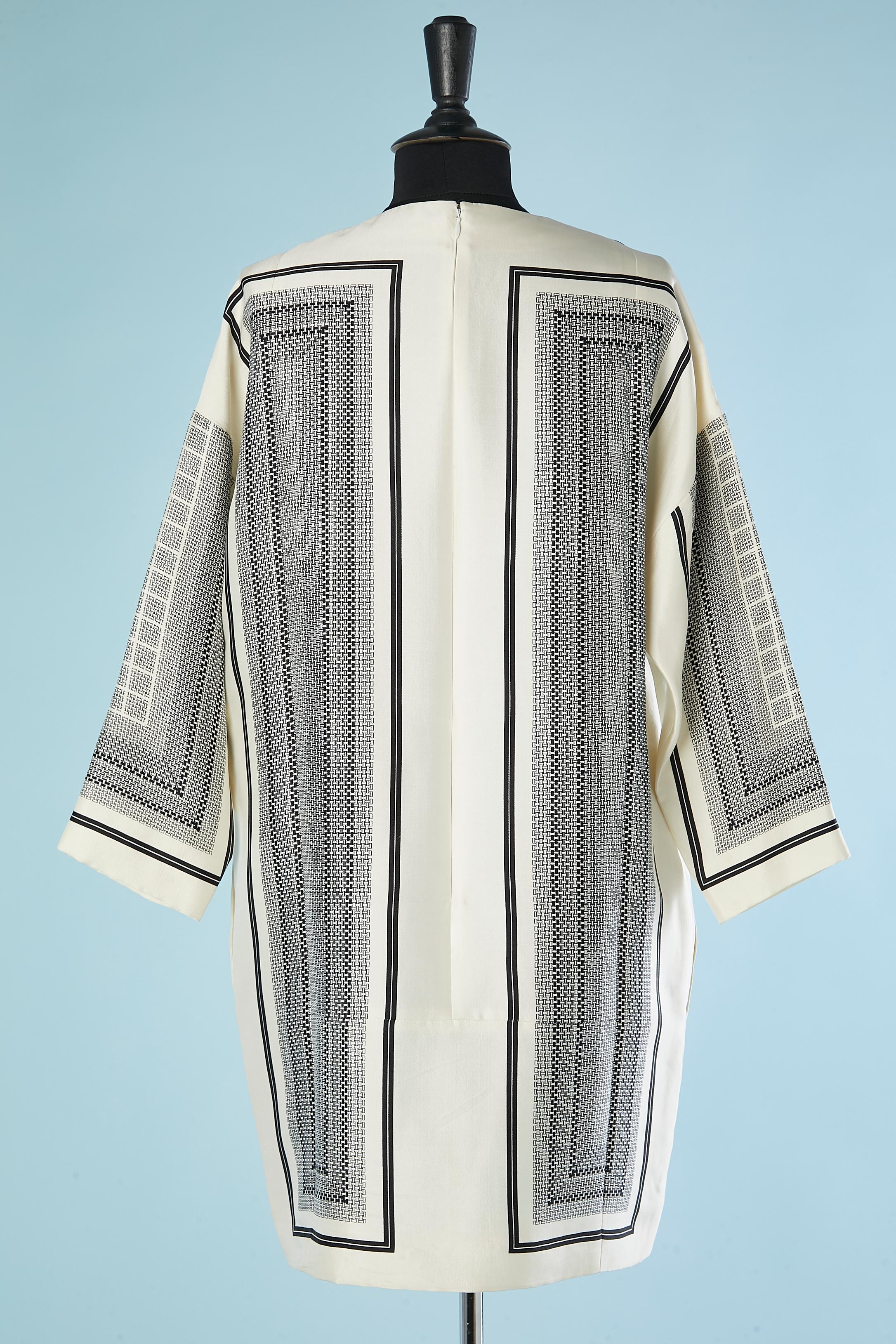 Black and white printed silk dress Celine par Phoebe Philo 1