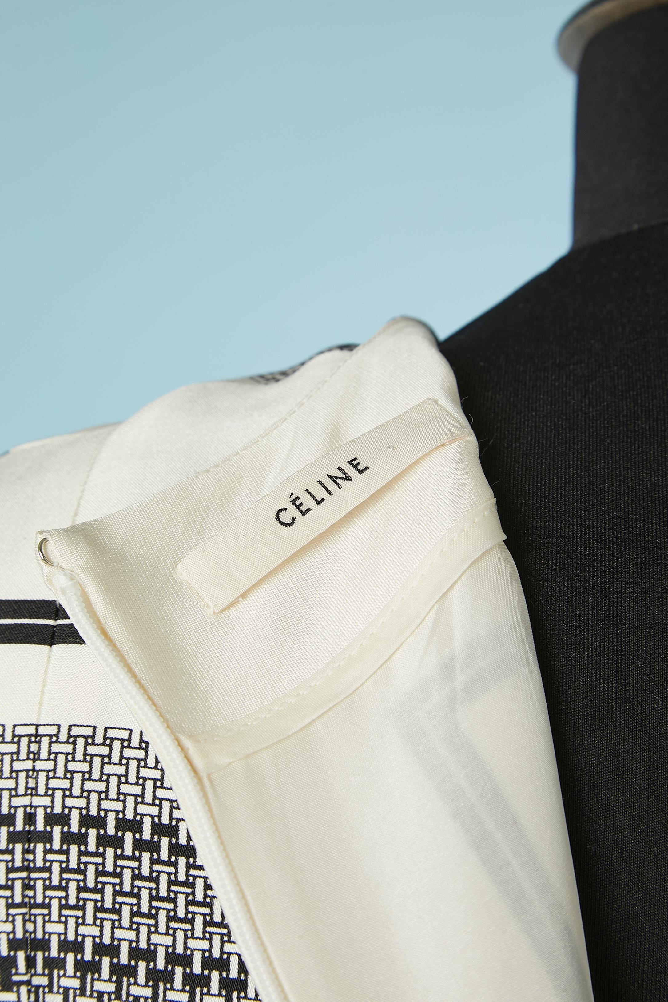 Black and white printed silk dress Celine par Phoebe Philo 2