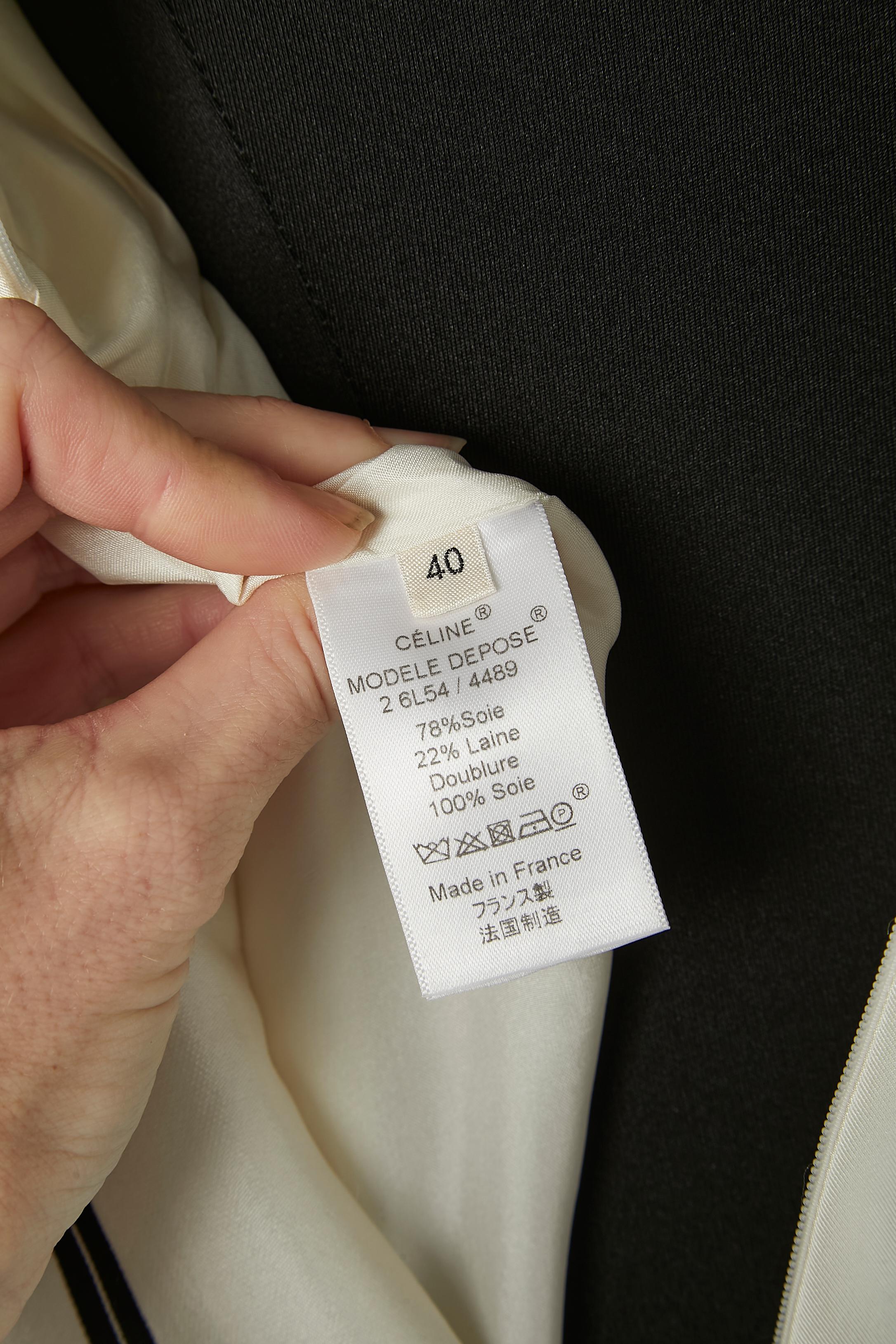 Black and white printed silk dress Celine par Phoebe Philo 4