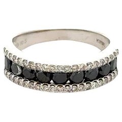 Black and White RBC Diamond Gold Vintage Band Ring