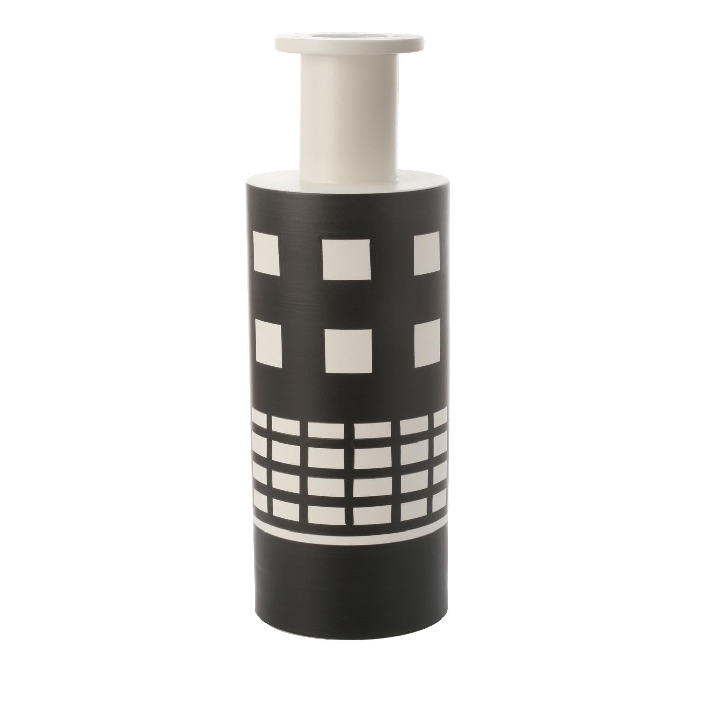 Italian Black and White Reel Vase by Ettore Sottsass For Sale
