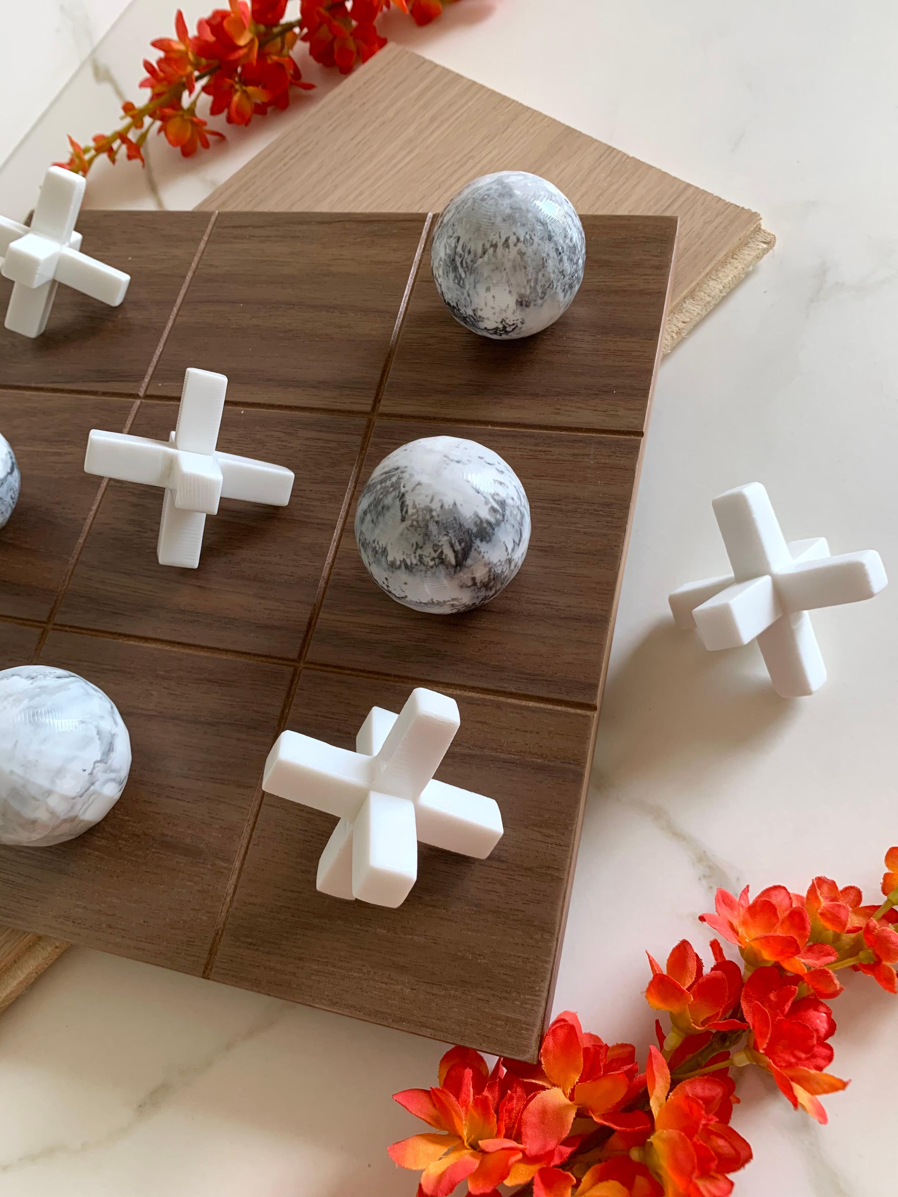Modern Black and White Resin and Wood Tic Tac Toe by Paola Valle For Sale