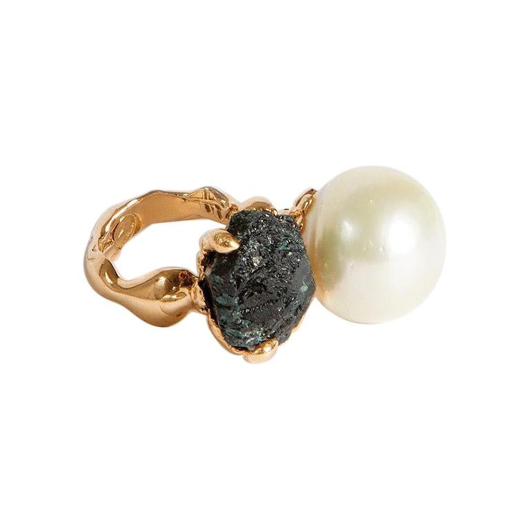 Lucifer Vir Honestus Pearl Ring in 18K Rose Gold  For Sale