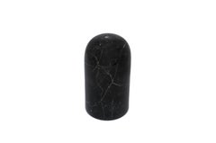 Handmade Black Marquina and White Carrara Marble Rounded Salt and Pepper Set