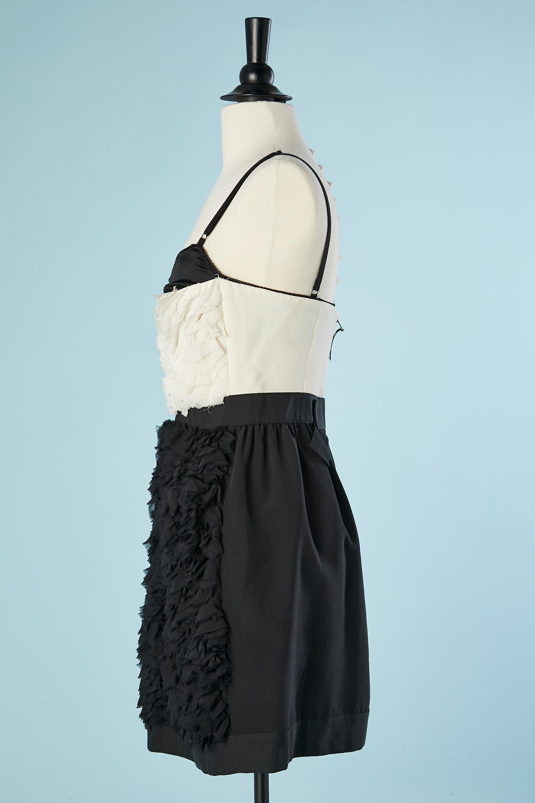 Women's Black and white ruffles cocktail dress with apparent  bra D&G Dolce & Gabbana  For Sale