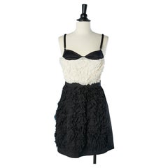 Black and white ruffles cocktail dress with apparent  bra D&G Dolce & Gabbana 