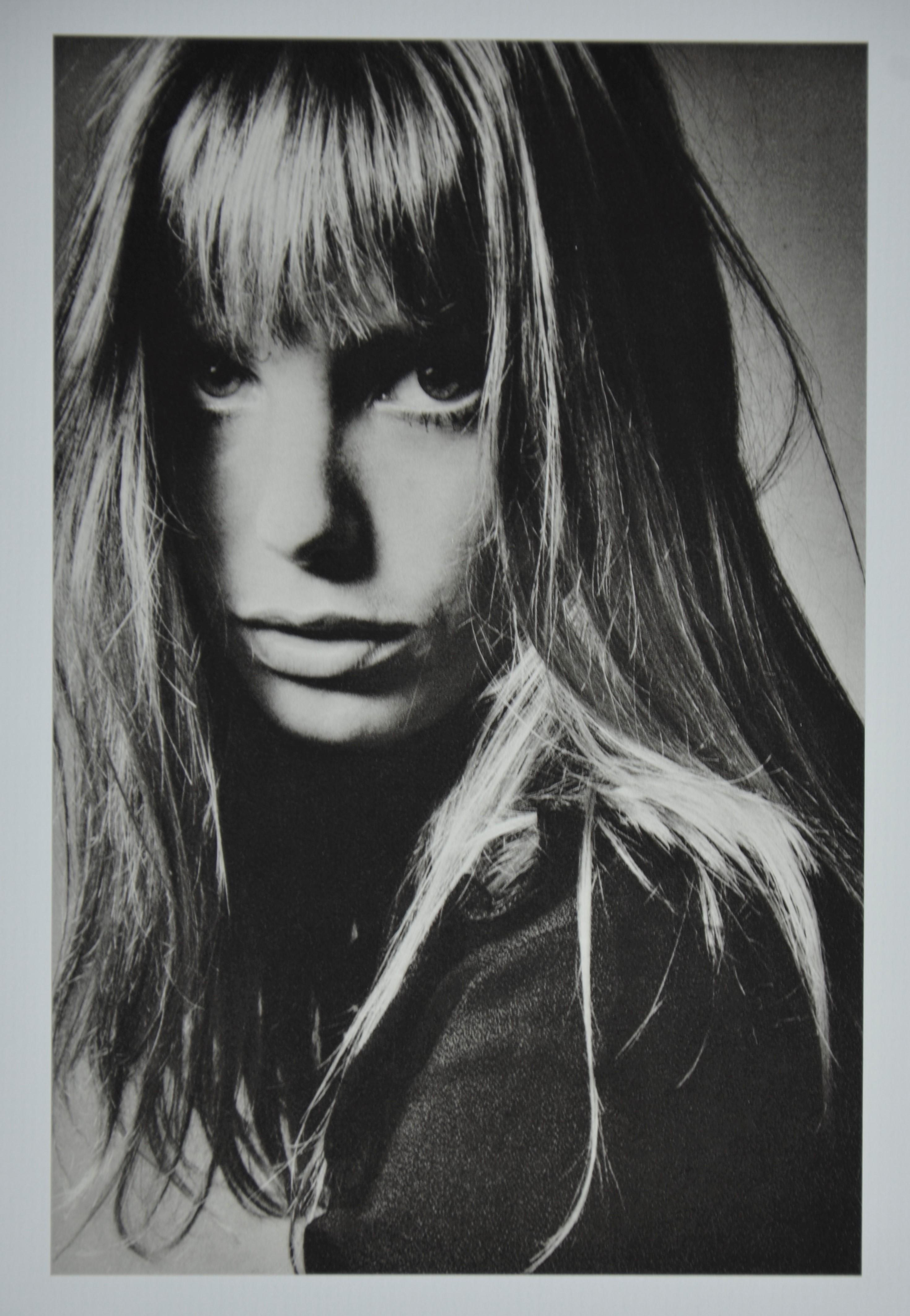 Mid-Century Modern Black and White Sheet Fed Gravure Photo by Jeanloup Sieff of Jane Birkin, 1968 For Sale