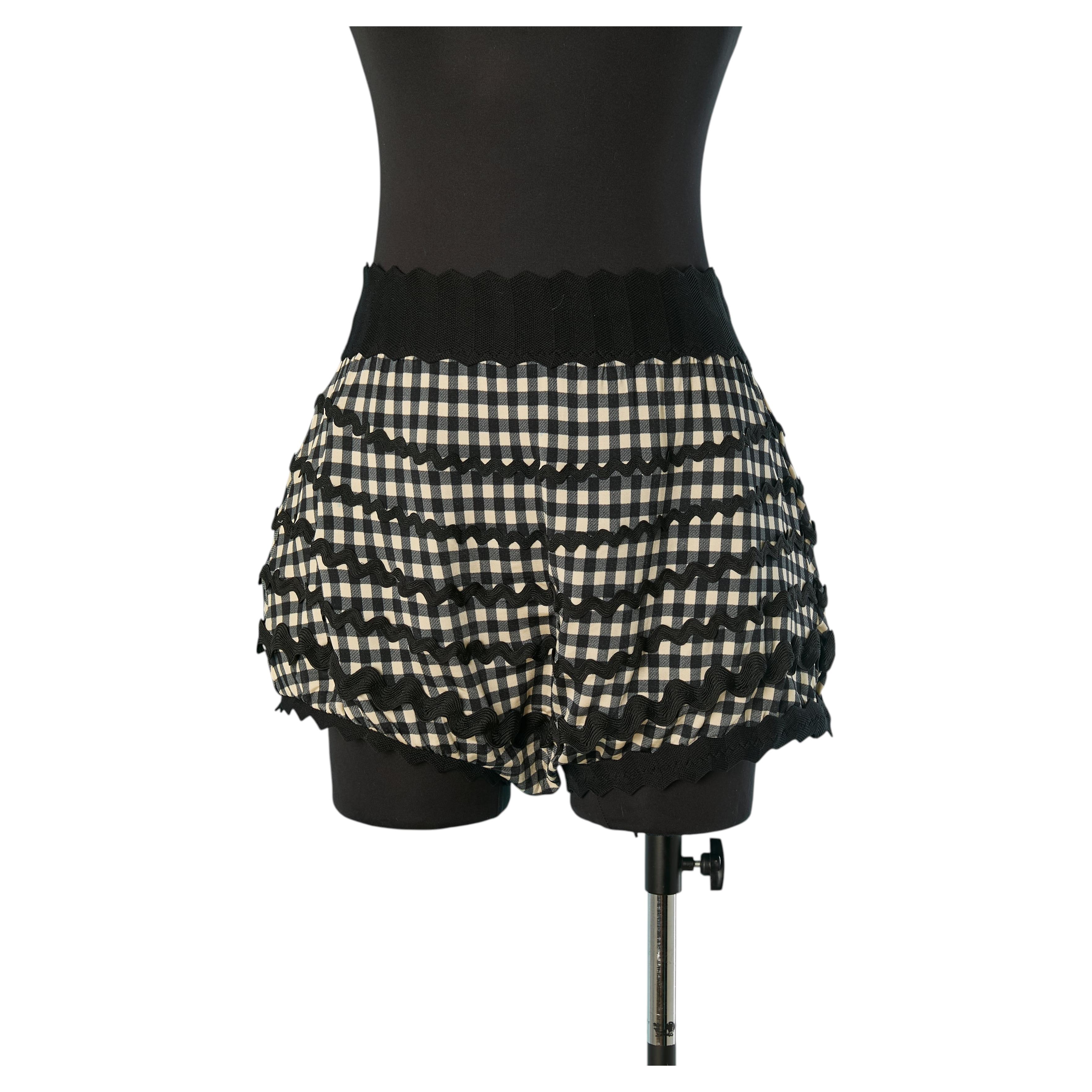 Black and white short with Vichy pattern JEAN -PAUL GAULTIER Soleil For Sale