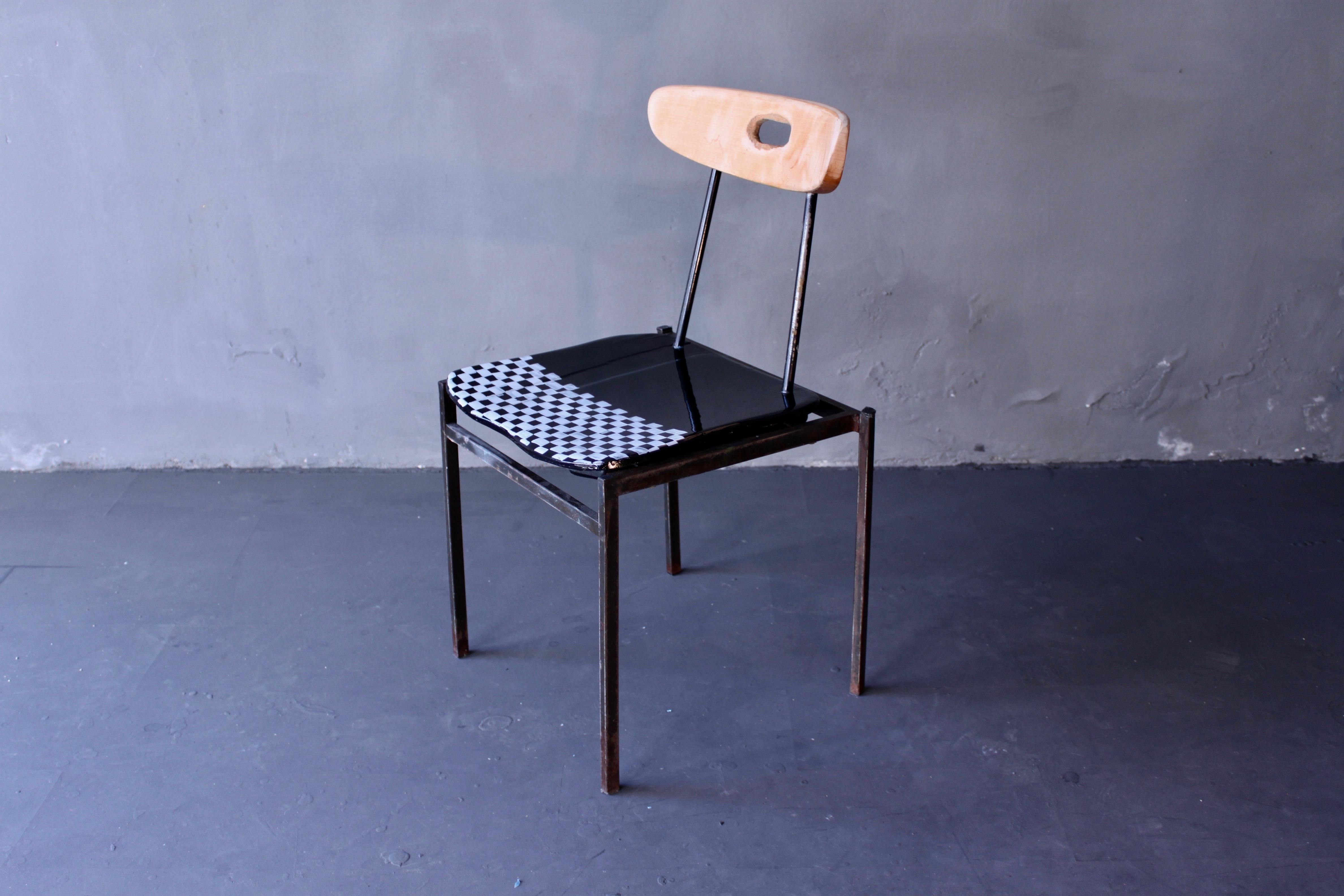 Mid-Century Modern Black and White Side or Desk Chair by Atelier Staab Entitled 