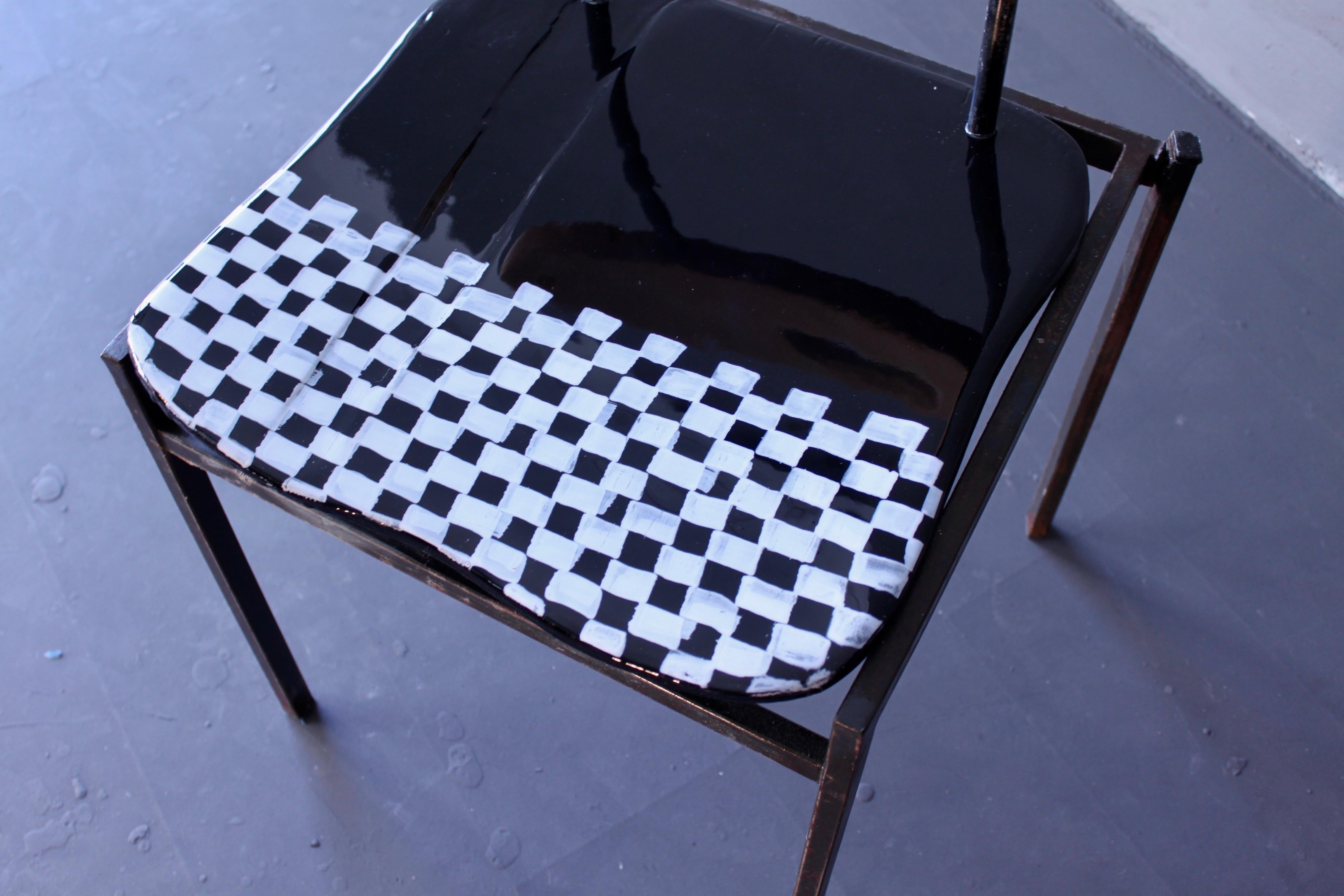 Lacquered Black and White Side or Desk Chair by Atelier Staab Entitled 