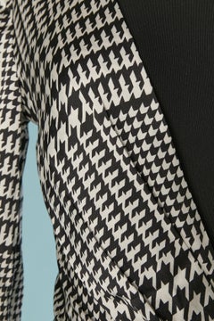 Black and white silk body suit with rhinestone buckle ALEXANDRE VAUTHIER