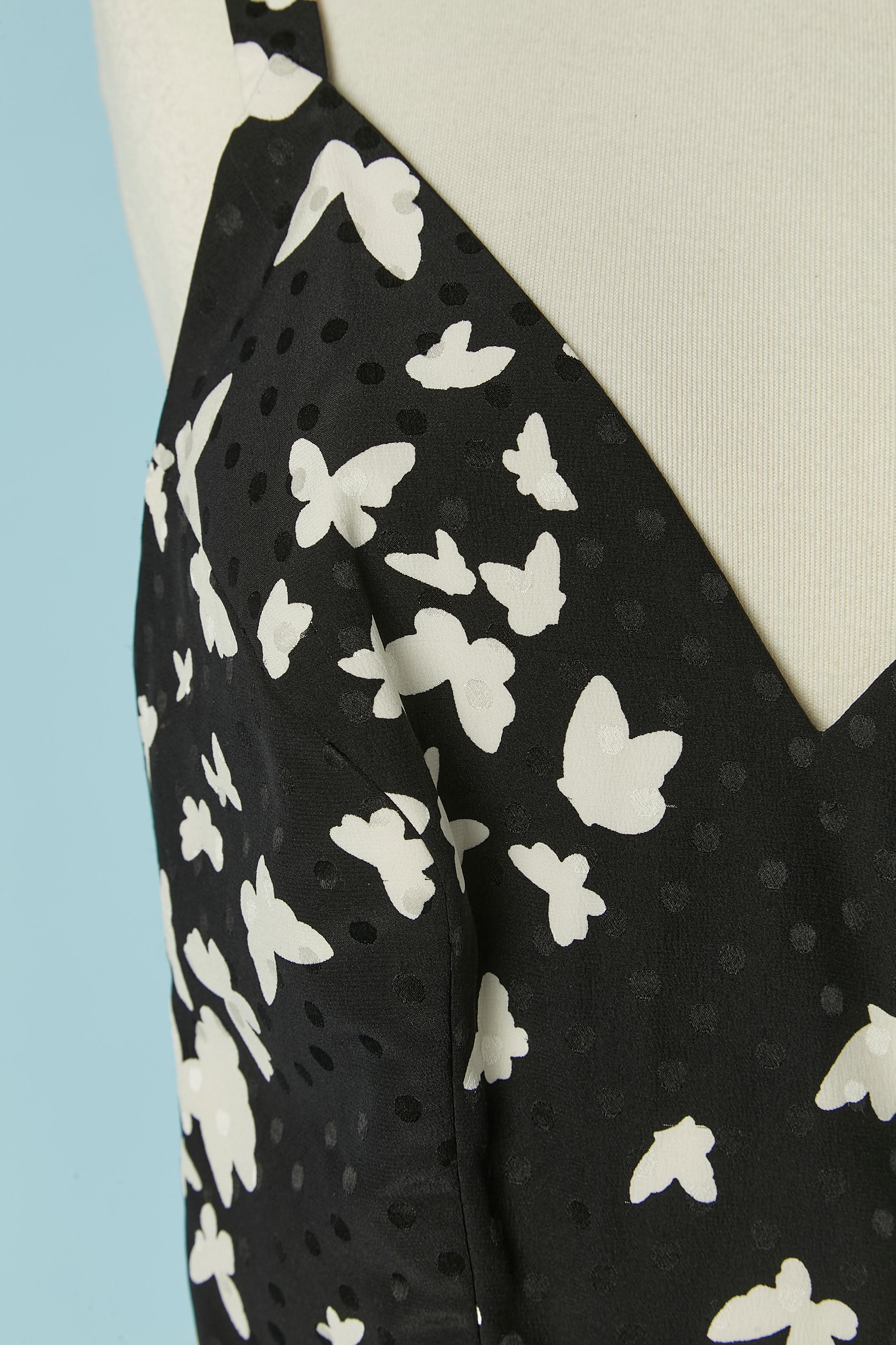 Giacca e abito in seta jacquard stampata bianca e nera Daniel Roland in vendita 5