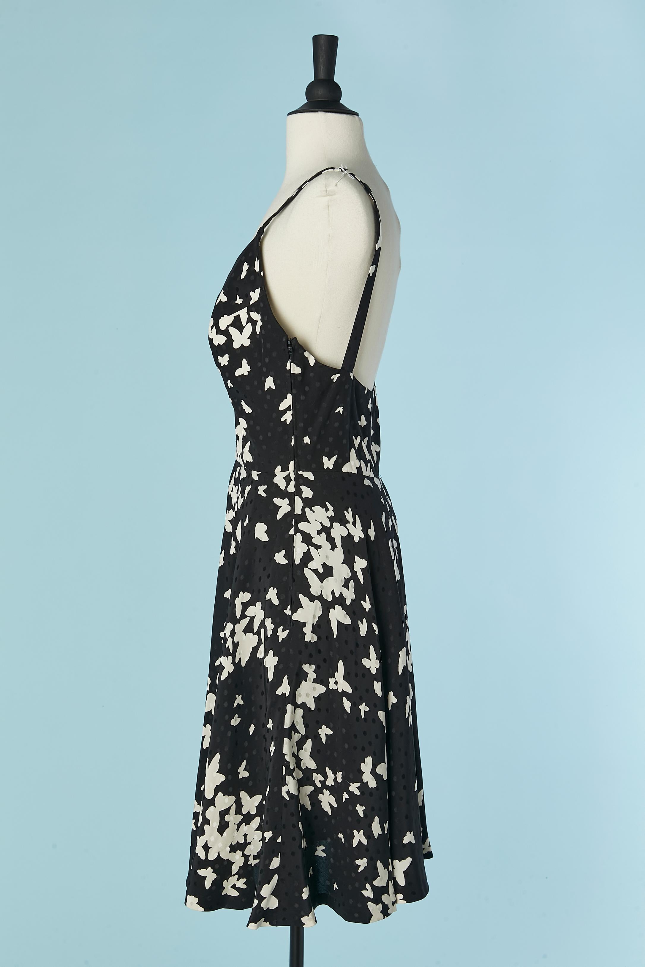 Giacca e abito in seta jacquard stampata bianca e nera Daniel Roland in vendita 7