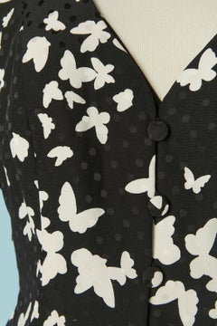 Black and white silk jacquard printed jacket and dress ensemble Daniel Roland