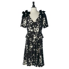 Black and white silk jacquard printed jacket and dress ensemble Daniel Roland