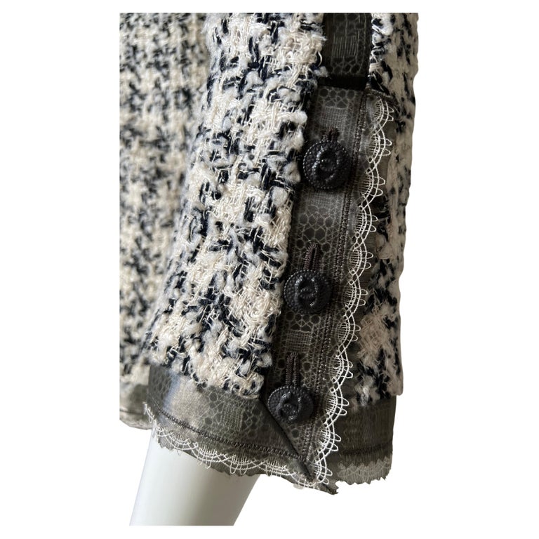 Black and White Silk Pasementerie Strips Chanel Jacket 2009 For Sale at ...
