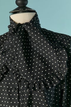 Black and white silk shirt with bow tie and Polka dot print CHRISTIAN DIOR