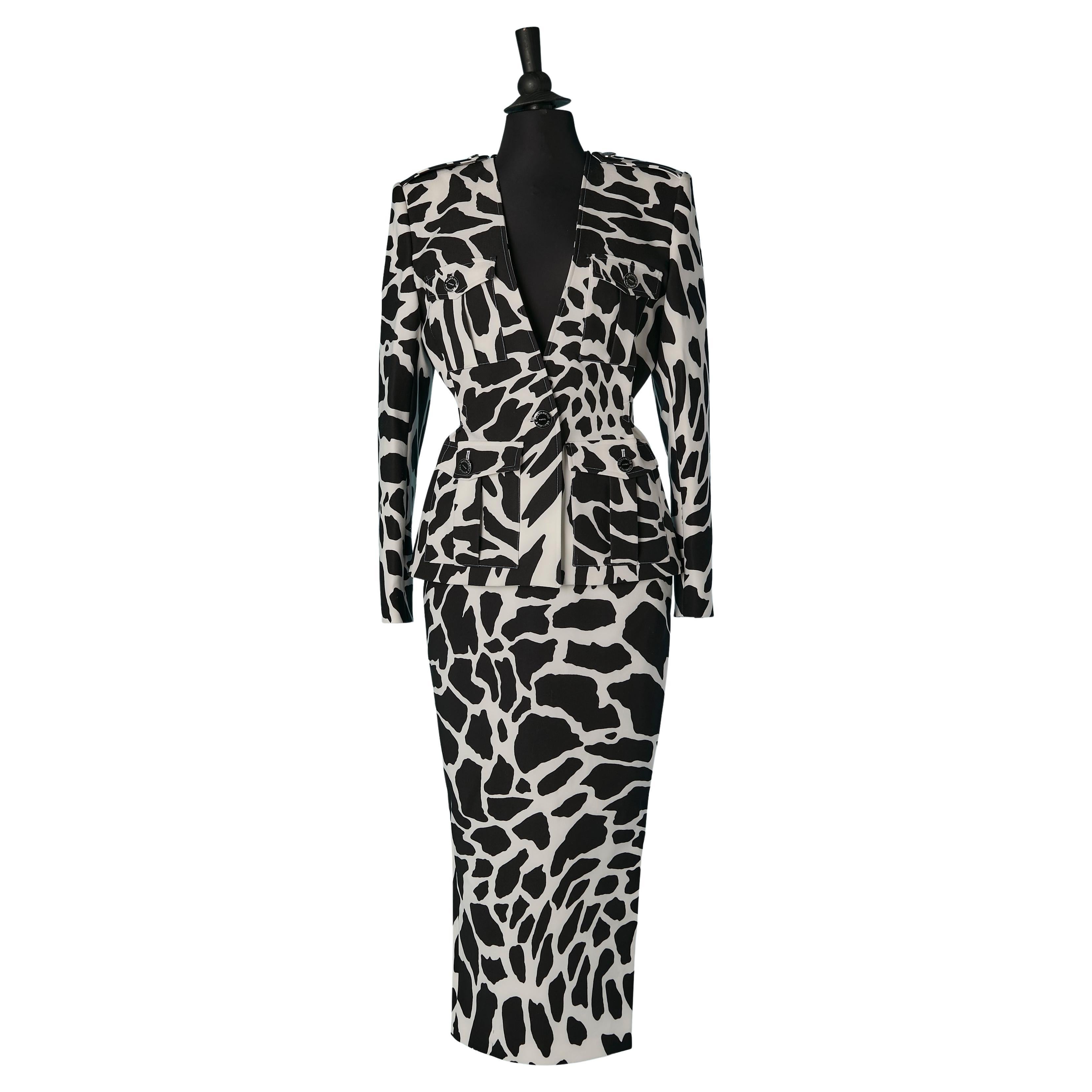 Black and white skirt-suit with animal pattern ALEXANDRE VAUTHIER