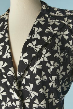 Black and white skirt-suit with bow print Saint Laurent Rive Gauche SS 1987
