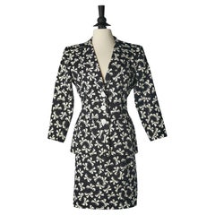 Black and white skirt-suit with bow print Saint Laurent Rive Gauche SS 1987