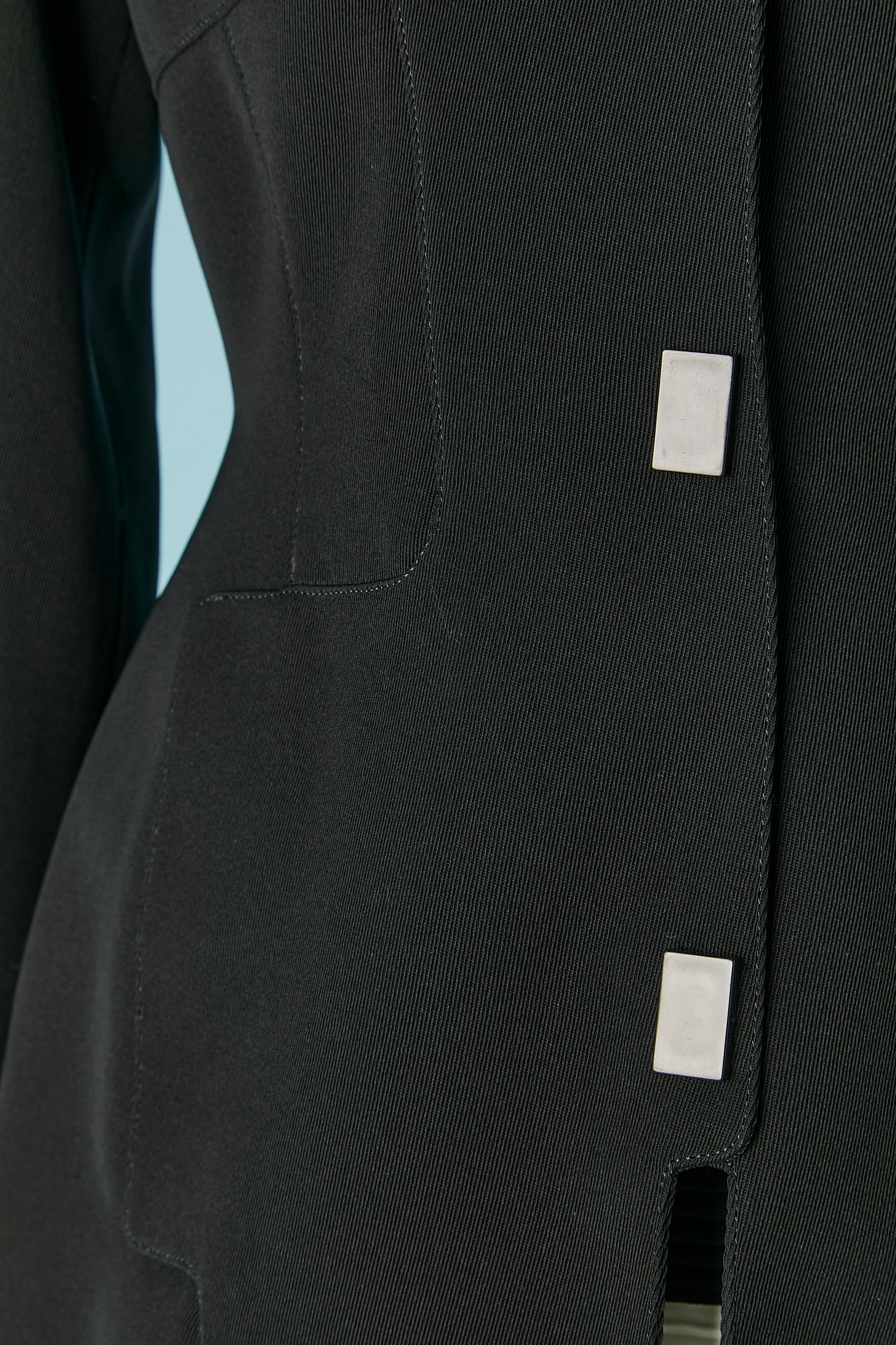 Black and white skirt-suit with striped and pleated skirt Thierry Mugler In Excellent Condition For Sale In Saint-Ouen-Sur-Seine, FR