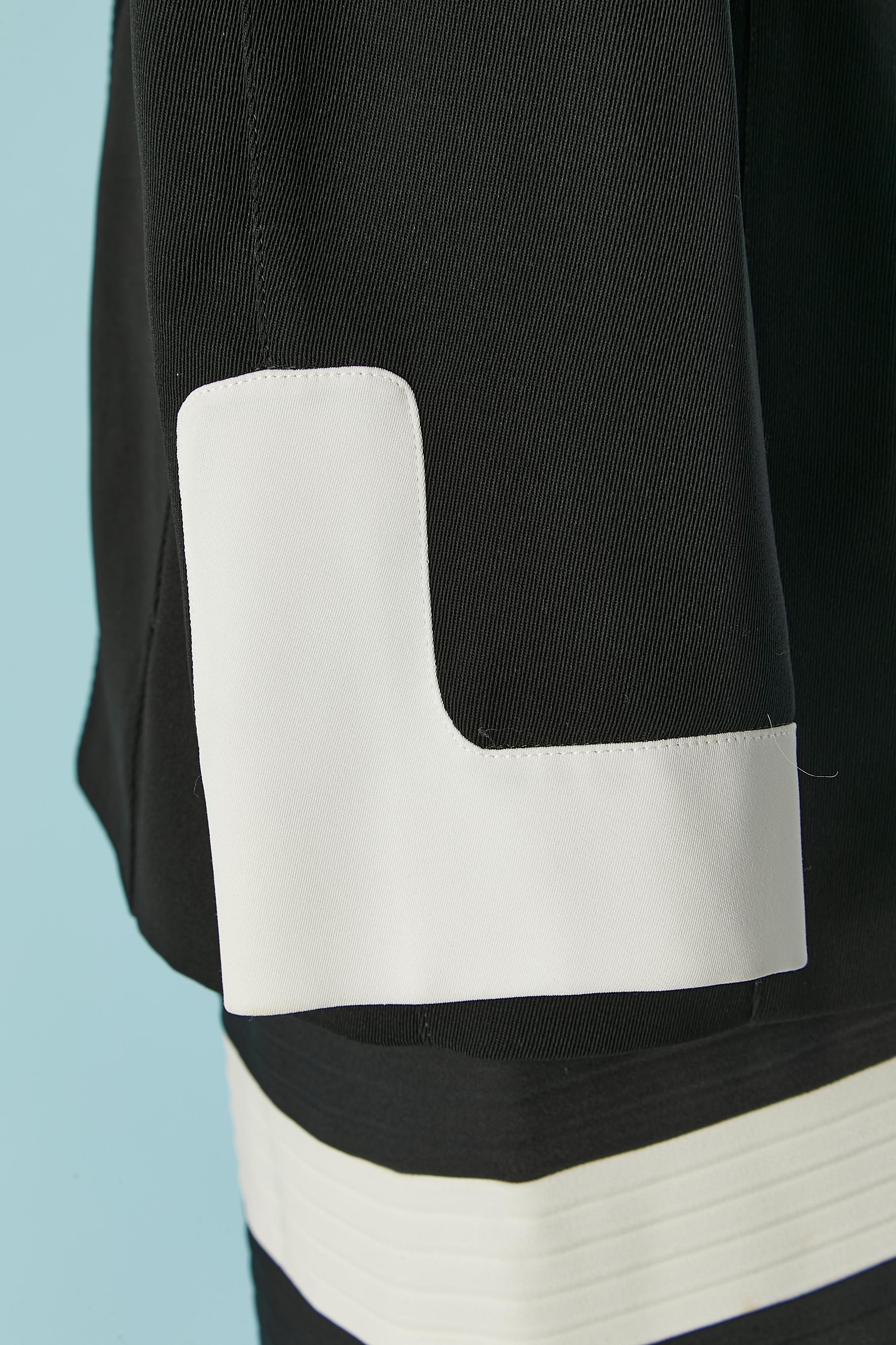 Black and white skirt-suit with striped and pleated skirt Thierry Mugler For Sale 1