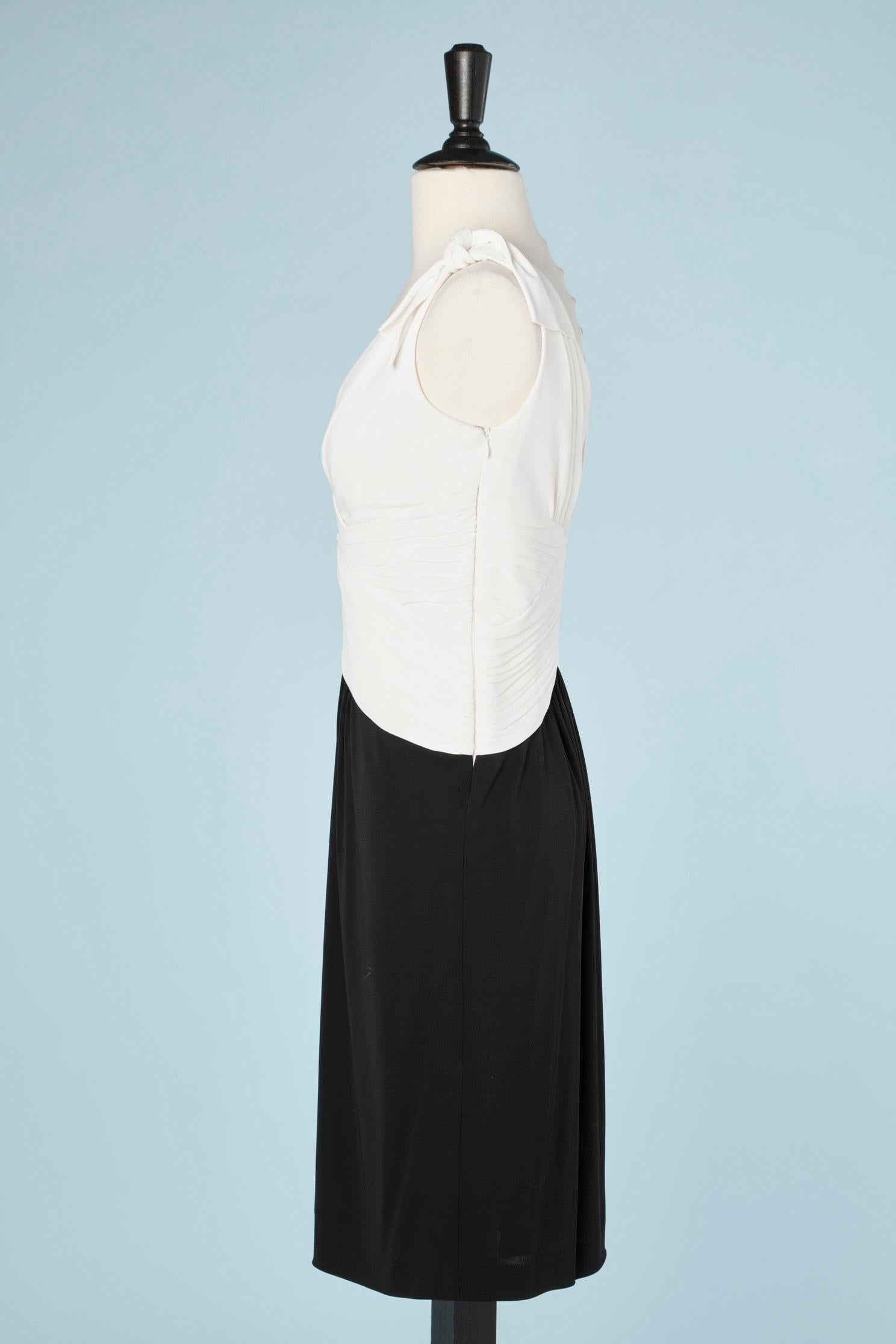 Black and white sleeveless cocktail dress with pleated waist Luisa Spagnoli  For Sale 1