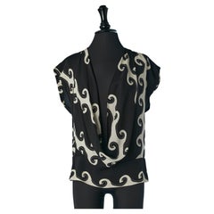 Top stampato e drappeggiato senza maniche in bianco e nero Diane von Furstenberg