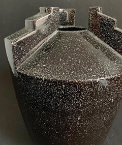 Art Deco Vase, Stylized Geometric Forms by Guillard, Black and White