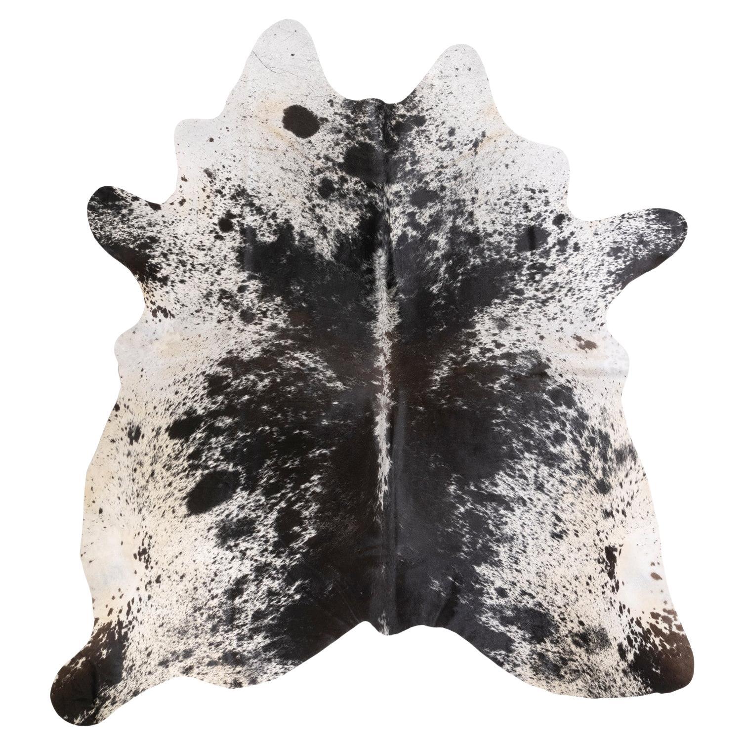 Cuir de vache Longhorn moucheté noir et blanc
