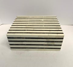 Black and White Stripe Lidded Bone Box, India, Contemporary