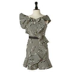 Black and white striped cocktail dress SELF-PORTRAIT