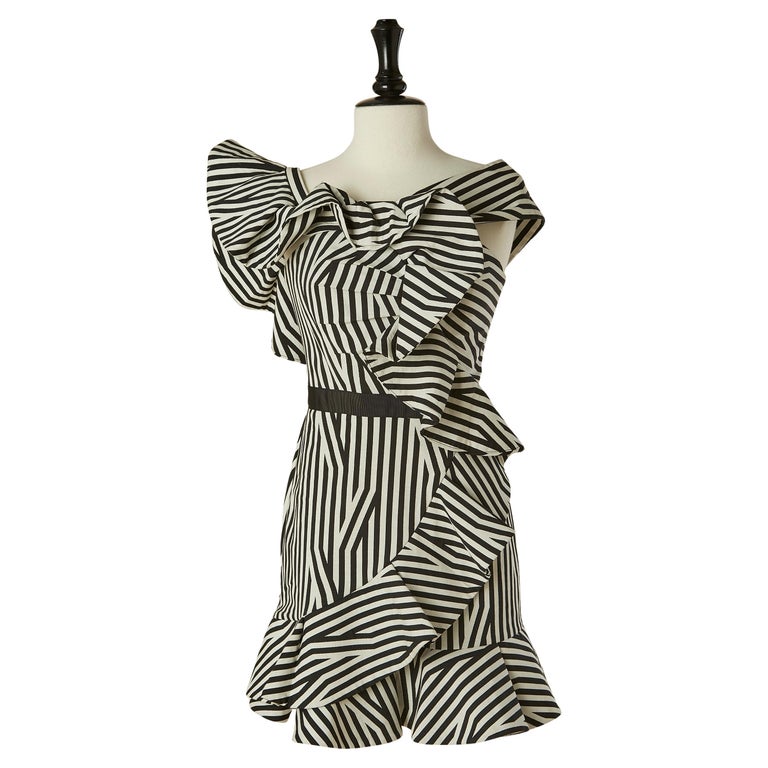 Black and white striped cocktail dress SELF-PORTRAIT For Sale at 1stDibs Black and white striped cocktail dress SELF-PORTRAIT For Sale at 1stDibs