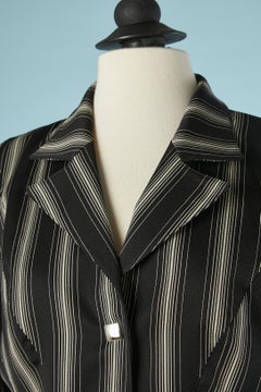 Black and white striped single breasted jacket Mugler