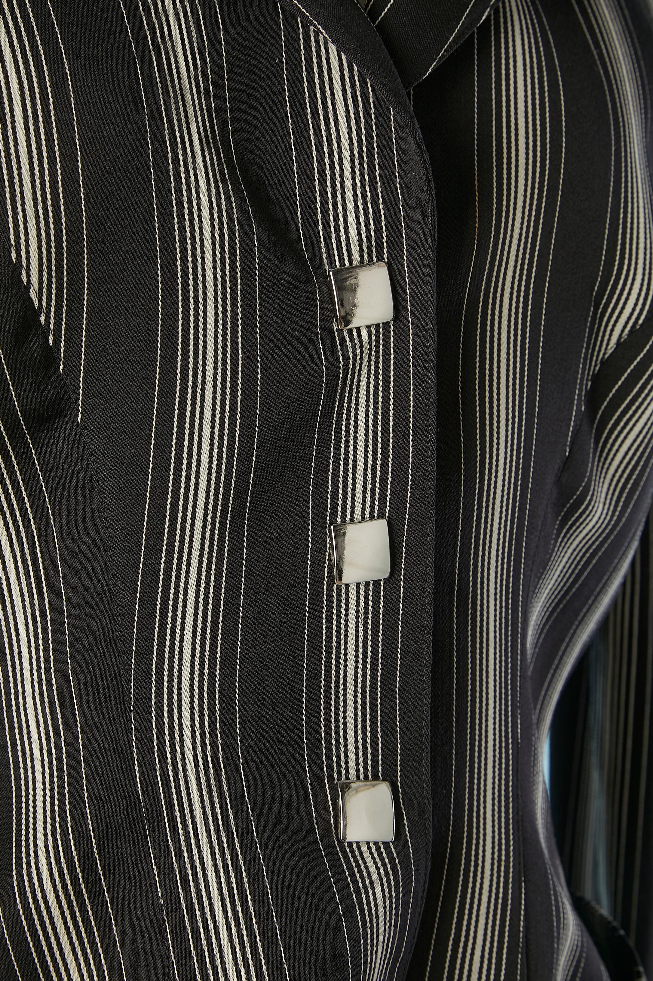 Veste Mugler rayée noire et blanche à simple boutonnage  Excellent état - En vente à Saint-Ouen-Sur-Seine, FR