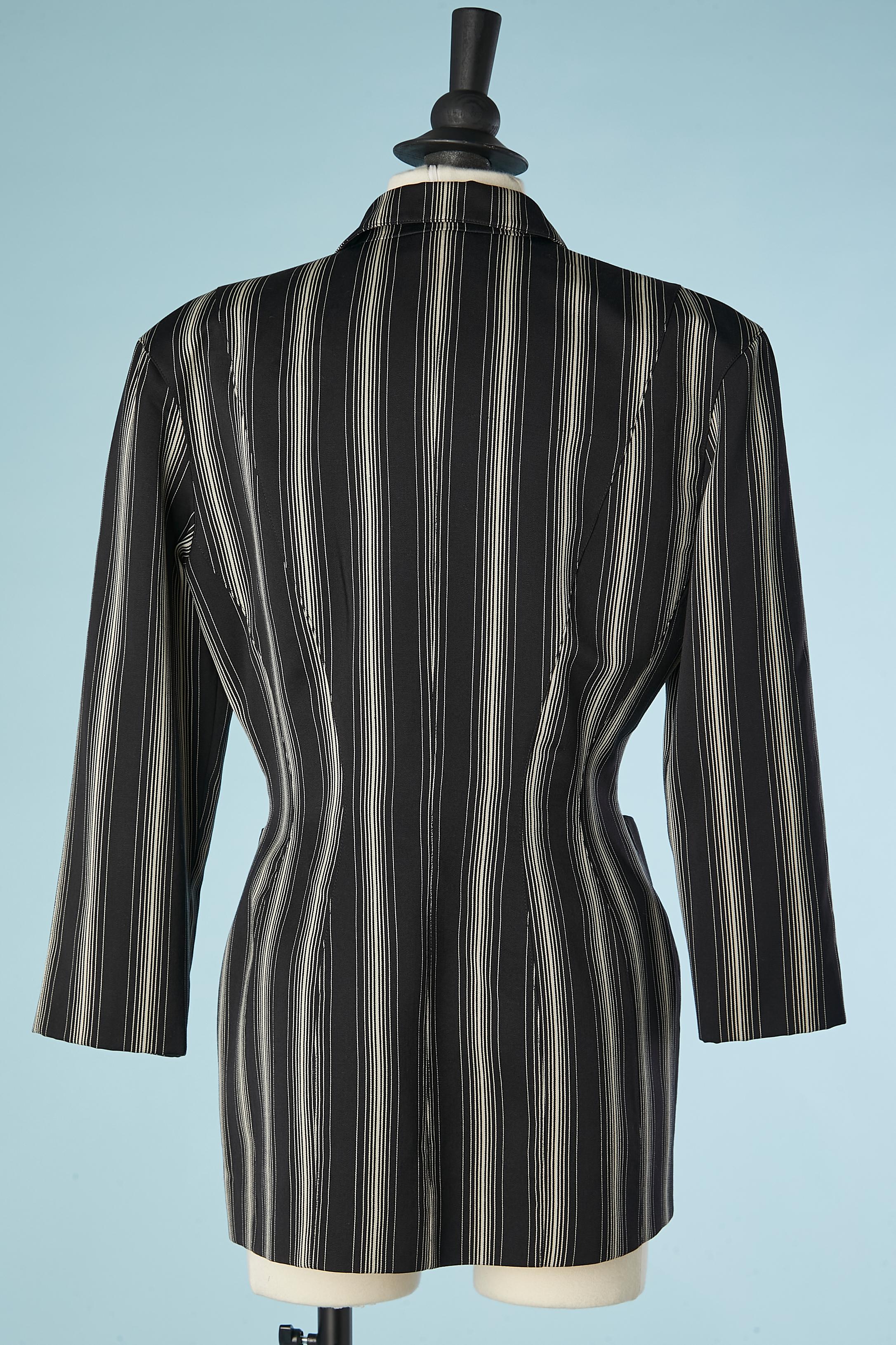 Black and white striped single breasted jacket Mugler  For Sale 2