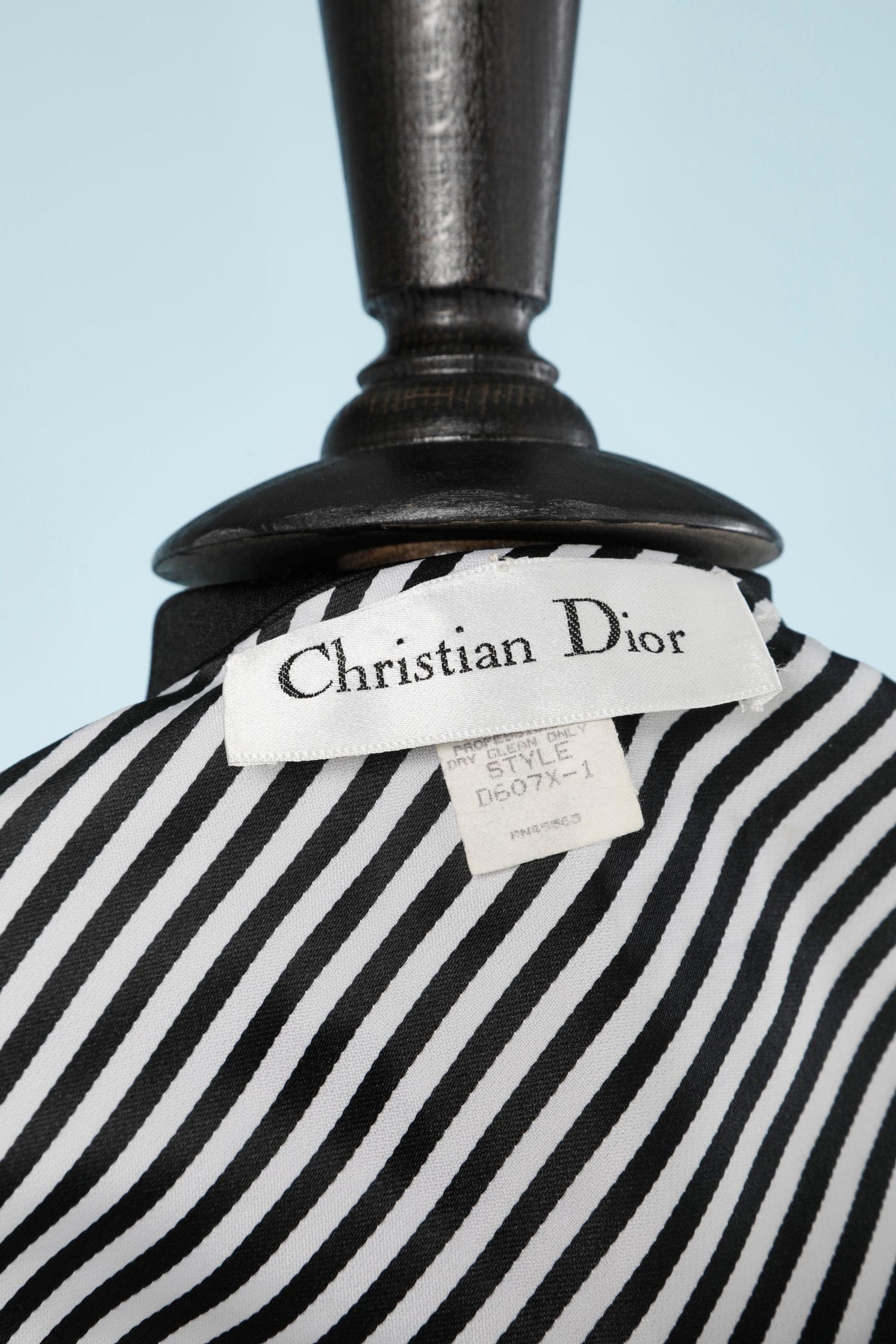 Women's Black and white stripes bustier cocktail dress with shawl  Christian Dior