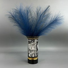 Black and white "sunny" gilded vase by Endre Szász for Hollóházi