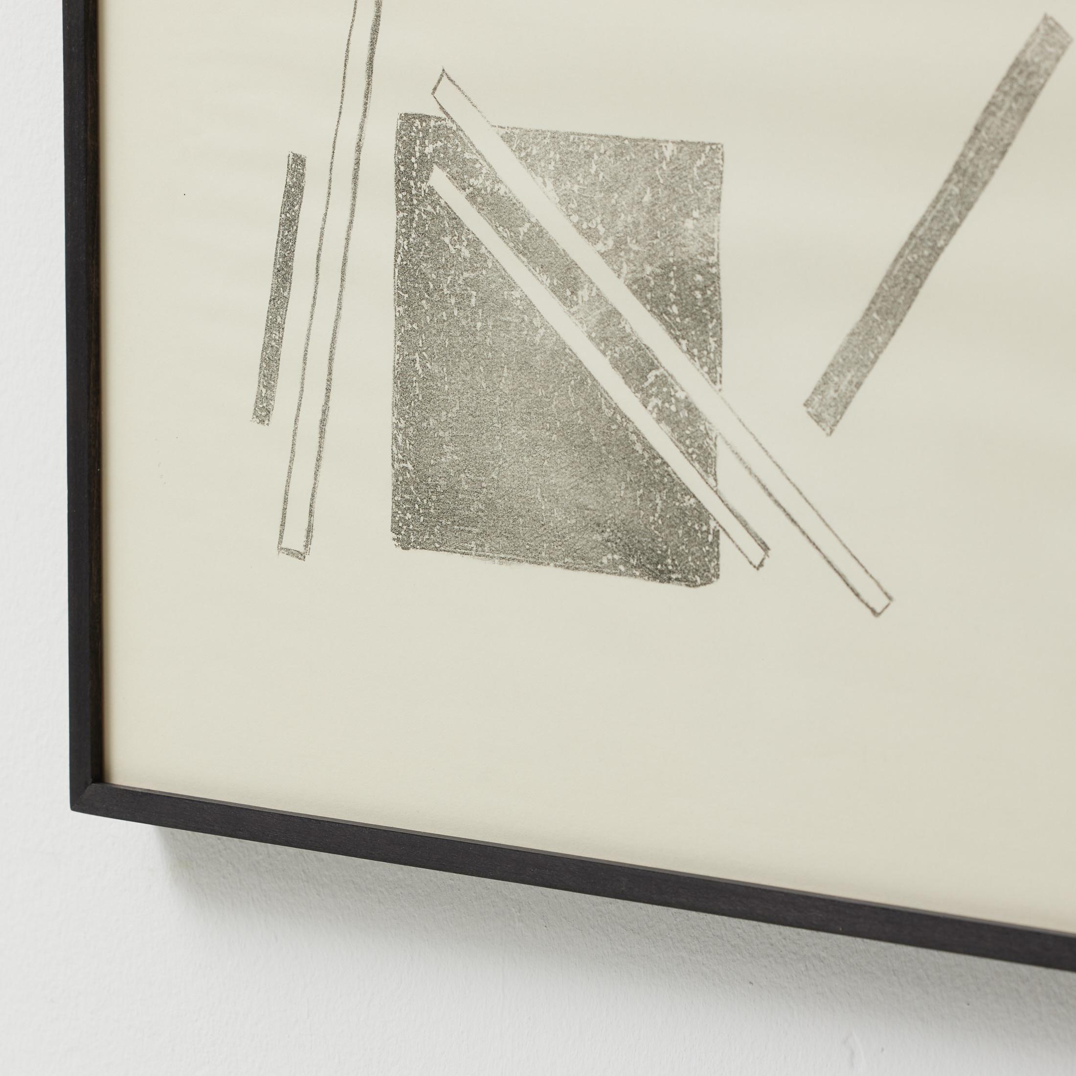 Schwarz-weiße Suprematistische Lithographie von Vastian - Signiert & gerahmt im Angebot 4