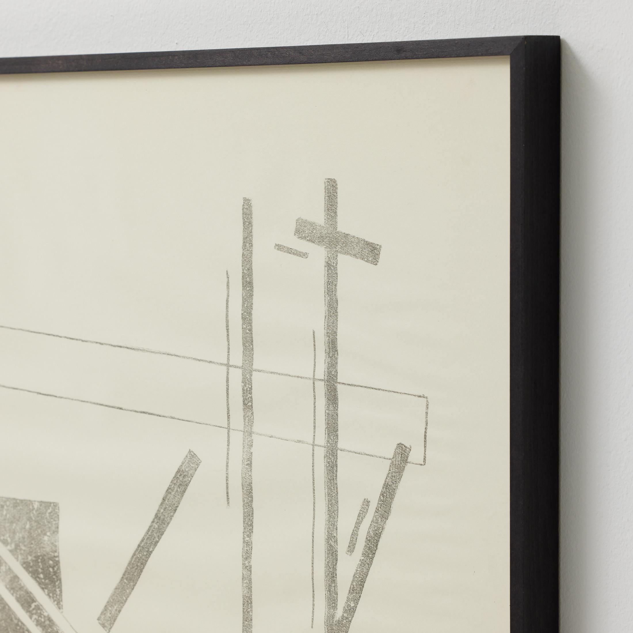 Schwarz-weiße Suprematistische Lithographie von Vastian - Signiert & gerahmt im Angebot 5