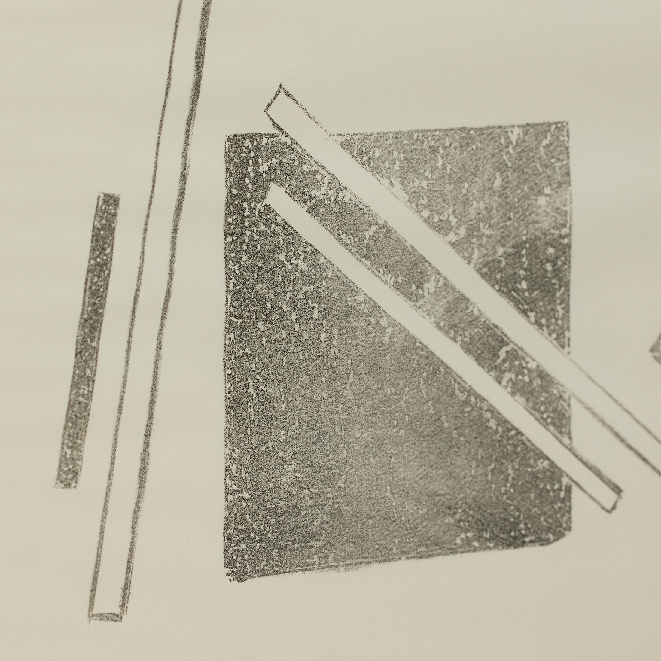 Schwarz-weiße Suprematistische Lithographie von Vastian - Signiert & gerahmt (Spanisch) im Angebot
