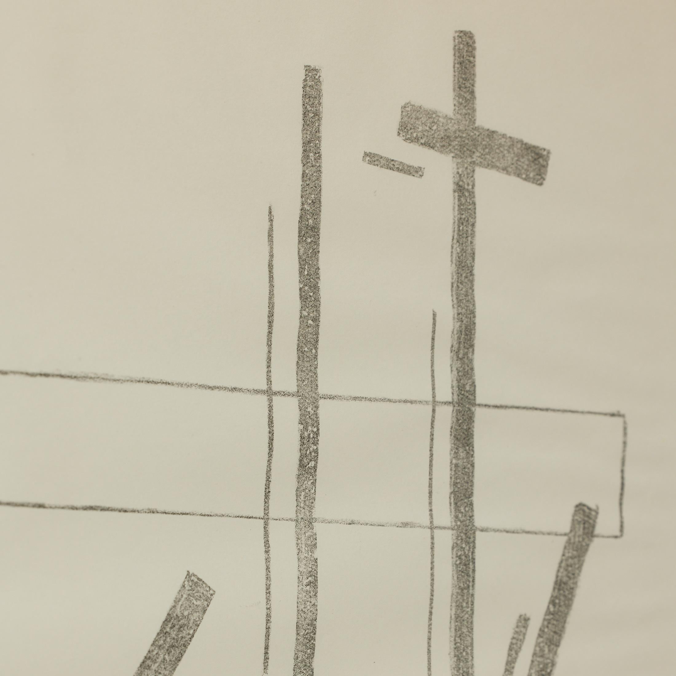 Schwarz-weiße Suprematistische Lithographie von Vastian - Signiert & gerahmt im Zustand „Gut“ im Angebot in Barcelona, ES