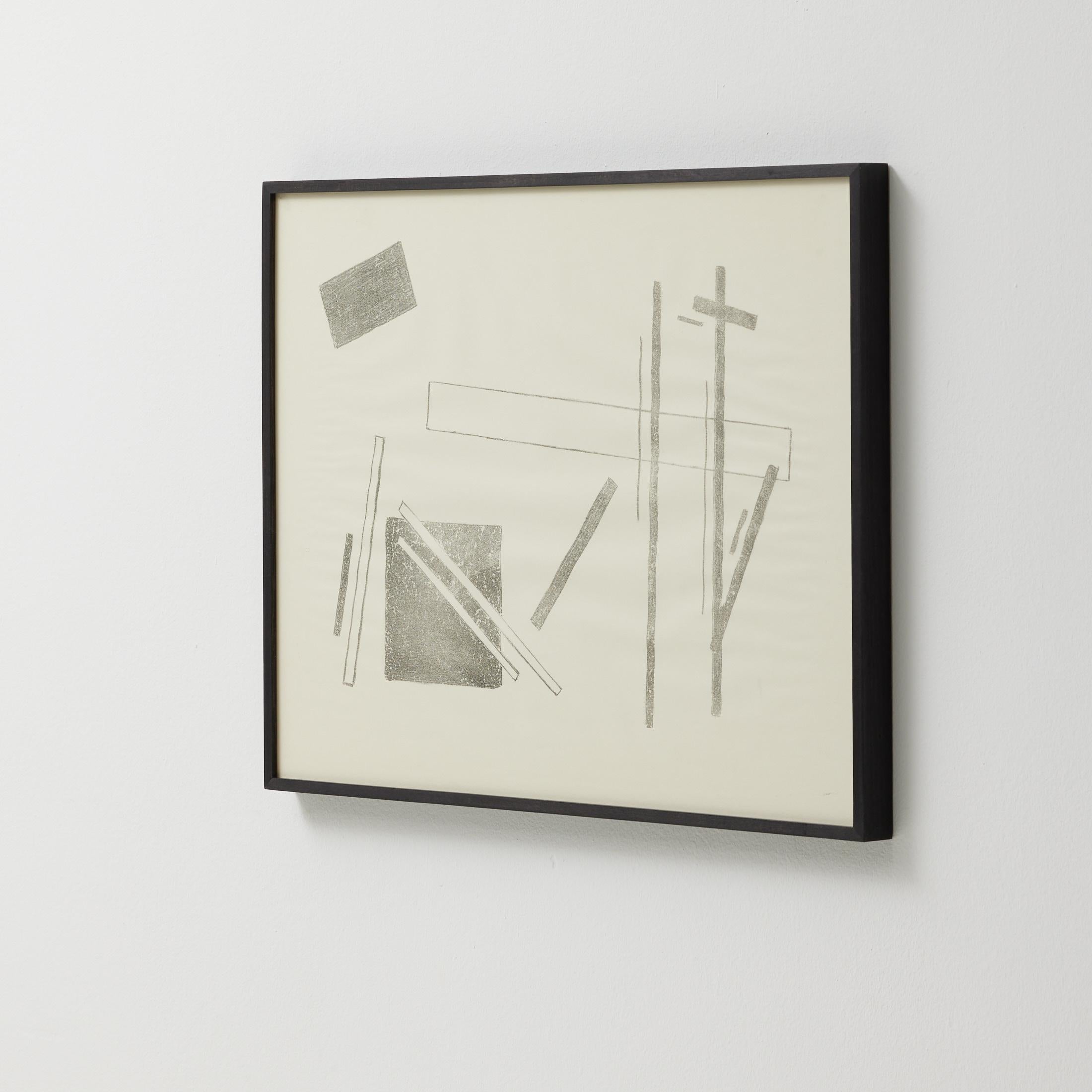 Schwarz-weiße Suprematistische Lithographie von Vastian - Signiert & gerahmt im Angebot 2