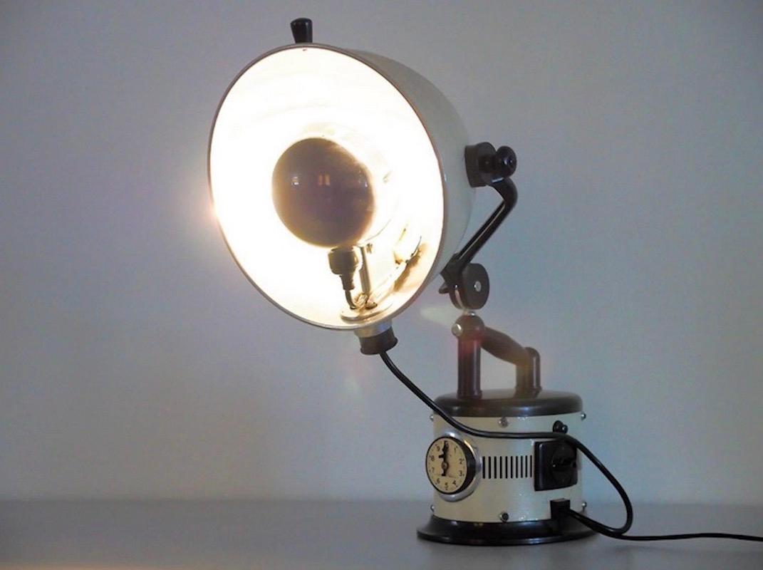 Black and White Table Lamp Made from 1940s Sunlamp For Sale 3