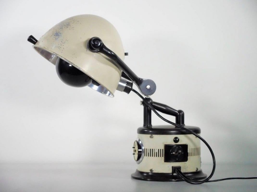 Black and White Table Lamp Made from 1940s Sunlamp For Sale 2