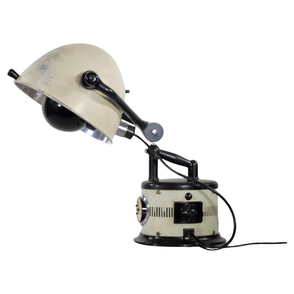 Black and White Table Lamp Made from 1940s Sunlamp For Sale