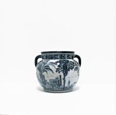 Black and White 'Toile' Ceramic Cachepot Jardinière Plant Pot Holder